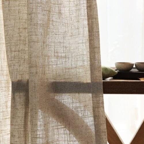 Modern Linen semi-shading ramie curtain Chinese Style Norse hemp yarn pure color cotton linen curtain custom gauze curtain yarn