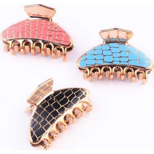 New Fashion Medium grid gold plating Spring bath Hairgrip Hair Claws Women girl Barrette Hair Accessories Headdress