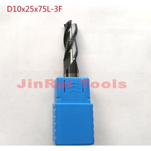 1pc 10mm D10*25*D10*75 HRC60 3 Flutes Solide Carbide Roughing End Mills For CNC router bit milling cutter Tools knife fresa