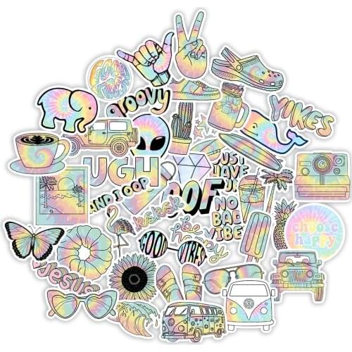 10/50pcs Cool Motorcycle Laser Stickers Small Fresh Gradient Alien Sticker Decals For Skateboard Luggage Laptop Book Guitar Car