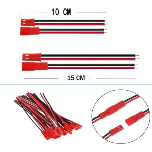 10Pairs 100mm 200mm 2 Pin JST Plug Connector Male+Female Plug Connector Cable Wire for RC Toys Battery LED Lamp