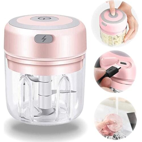 100/250mL Mini Electric Garlic Chopper Vegetable Chili Meat Ginger Masher Machine Sturdy Durable USB Charging Blenders Kitchen