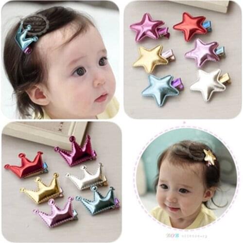 12Pcs/lot Girls Hair Accessories Cute Stars Crown Flower Crown Barrettes BB Hair Clip Hairpins Kids Children Party Gift