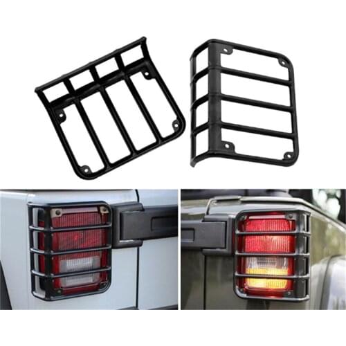 2Pcs Tail Light Guard Mounting Bracket Cover Aluminum Housing Black For Jeep Wrangler Rear Lamp