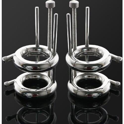 580g Heavy Ball Stretcher with Two Elliptical Ball Bruiser Adjustable CBT Scrotum Testis Stainless Steel Chastity Device for Men
