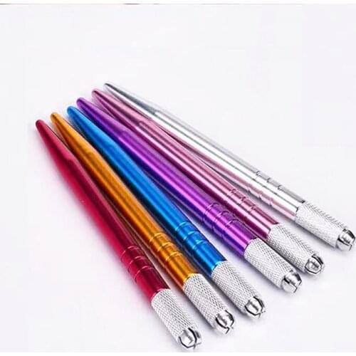 6 Colors 5Pcs Tebori Microblading Tattoo Pen for Permanent Makeup Eyebrow Tattoo Pen Manual 5pcs Microblading Needle Blades