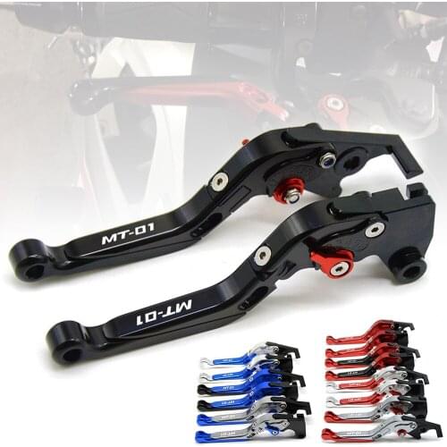 Motorcycle Accessories CNC Folding Extendable Brake Clutch Levers For YAMAHA MT01 MT 01 2004-2009 2008 2007 With LOGO MT-01 CNC