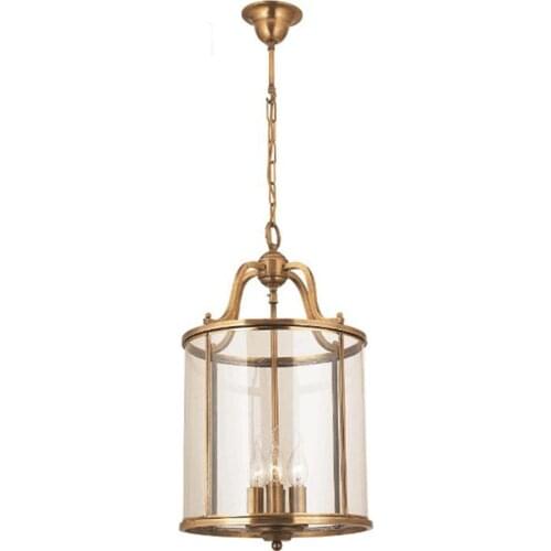 American Copper Glass Corridor Aisle Restaurant Bar Shop Cylinder Solder Birdcage Chandelier Lamp E14x3