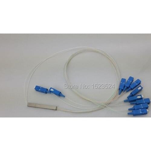 Free Shipping 0.9mm 2*8 Steel Tube 2x8 Mini SC/UPC Connector 2:8 8 Ports Fiber Optical PLC Splitter