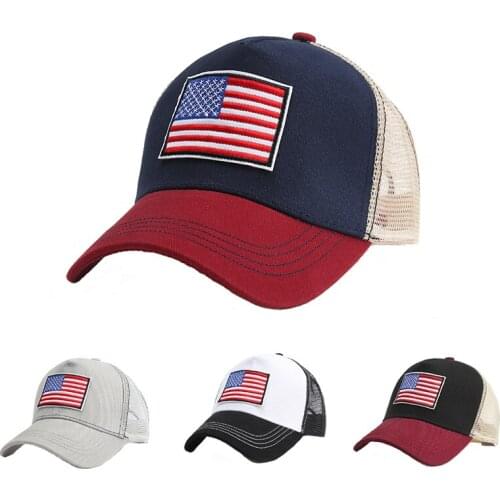 Men Mesh Baseball Caps Women Unisex Outdoor Sport Sun Hat Trucker Snapback Adjust Hip-Hop Hat Flag Embroidered Patch Gorras