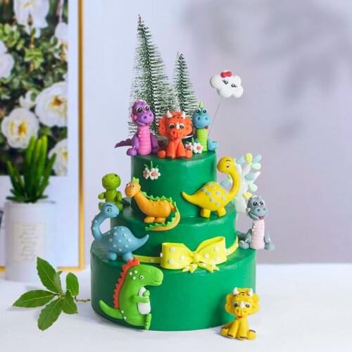 DinosaurTheme Party Cake Topper Decoration For Baby Shower Jungle Safari Boy Birthday Party Decor Childrens Day Baking Supplies