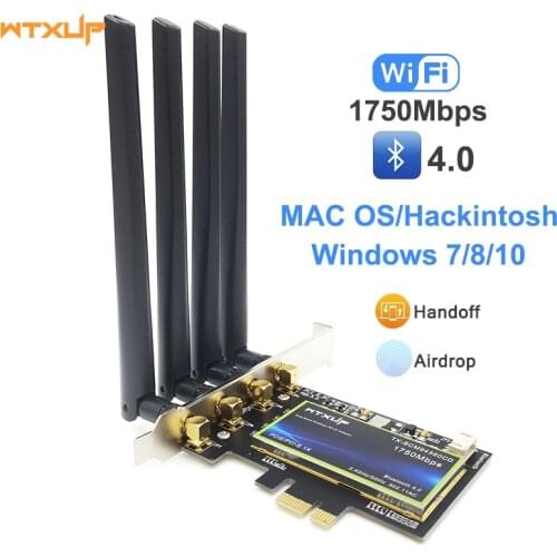 Dual Band 802.11ac Desktop PCIe Wifi Card Wireless Adapter Bluetooth 4.0 BCM94360 For MacOS Hackintosh Windows