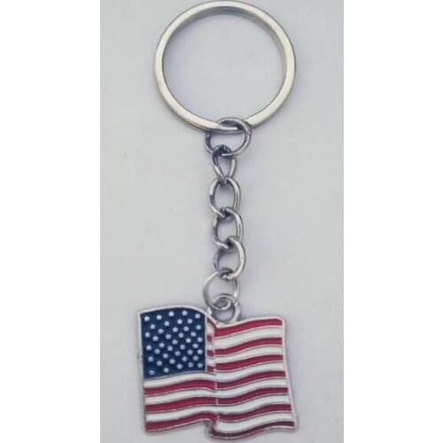 HOT 20pcs/lot Fast delivery Enamel American flag Stand Charm Keyring Keychain Car Bag Decorations Women Jewelry Q116