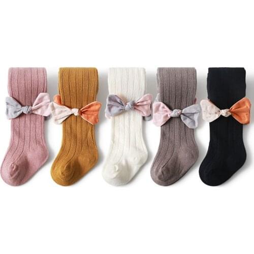 Cotton Tights Girls Cute Bowknot Pantyhose Children Autumn Breathable Baby Girl Tights Kid Black Stockings