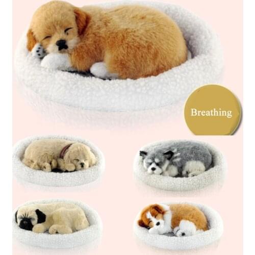 Simulation dog Plush toys breathing dog interactive toys birthday gift sleepping dog Stuffed toys robot dog