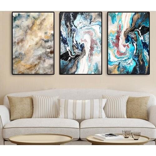 Watercolor Big Could Abstract Landscape Oil Painting on Canvas Posters and Prints Scandinavian Art Wall Picture for Living Room