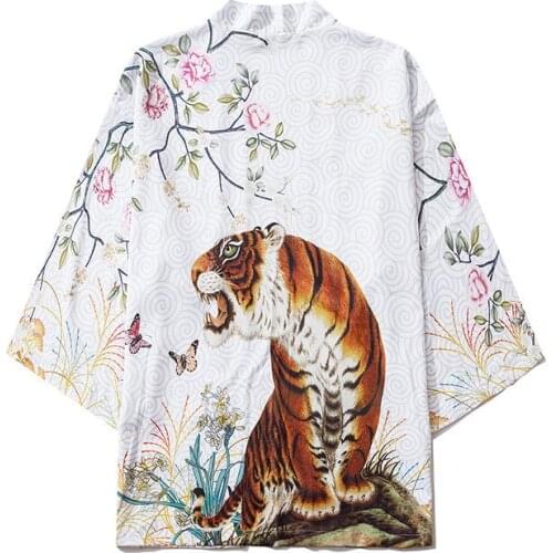 Yukata Haori Women Japanese Kimono Cardigan Tiger Print Samurai Costume Clothing Kimono Jacket Shirt Yukata Haori