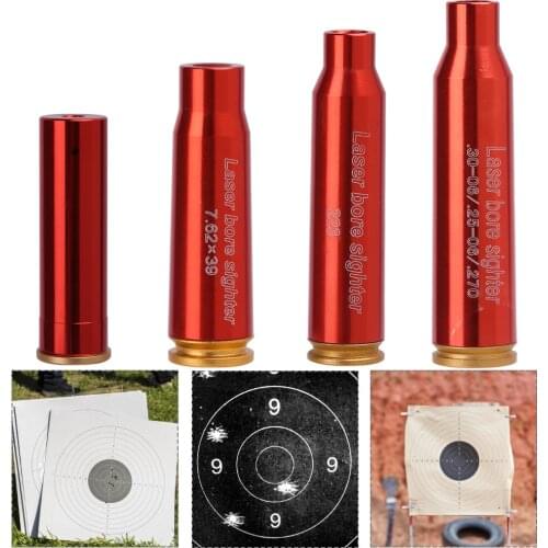 Tactical Red Dot Laser Cartridge Laser Pointer CAL 12GA 7.62x39MM 223 .308 .30-06/.25-06/.270 Bore Sight for Outdoor Hunting