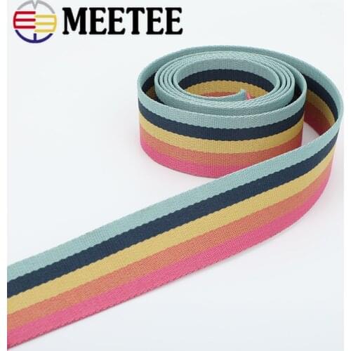 Meetee 2/4M 38mm Polyester Weave Webbing Luggage Bags Strap Tape DIY Garment Decor Lace Band Sewing Accessories RD053