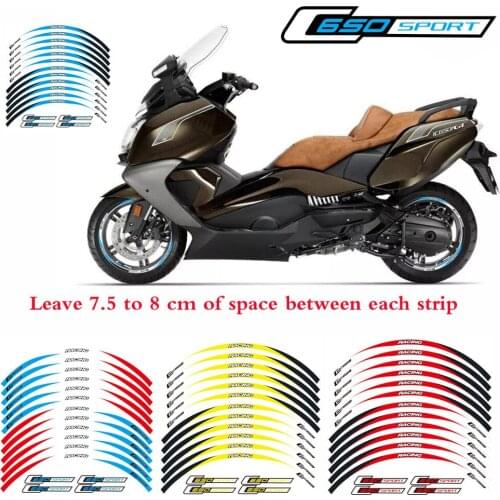 New Motorcycle Sticker Waterproof Reflective Stripe Edge Sticker 12 Strips for BMW C650 sport