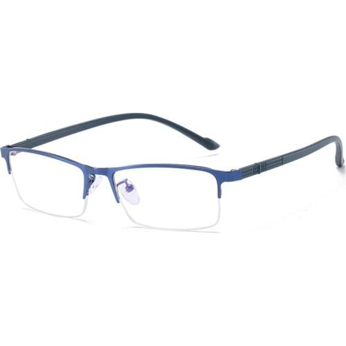 Men Semi Rim Metal Anti Blue Ray Reading Glasses Magnifier Blue Light Blocking Presbyopia Spectacles Computer Eyeglasses 0~+4.0