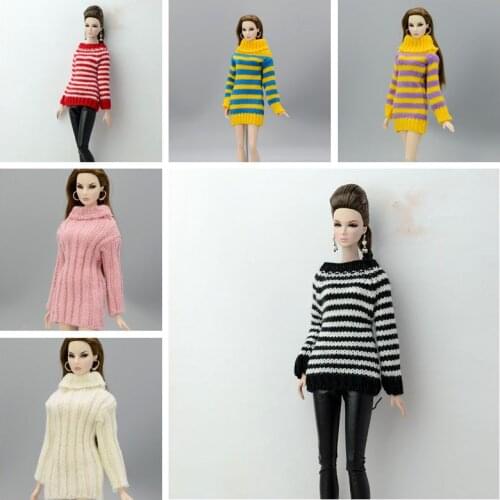 1/6 BJD Doll Clothes for Barbie Clothes Fashion Knitted Handmade Sweater Winter Dress for Barbie Accessories Outfit Top Coat Toy