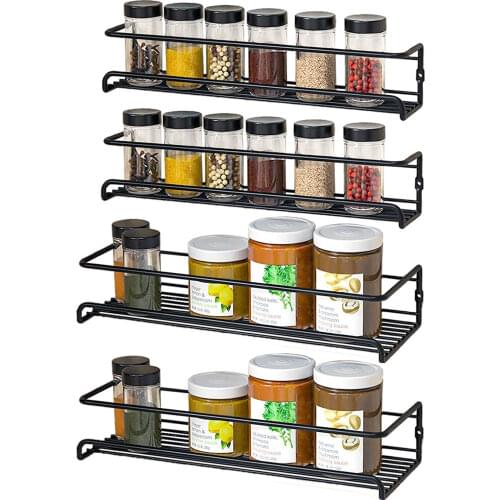 ORZ Spice Rack Wall Mounted Seasonings Condiments Holder Kitchen Organizer Metal Haning Shelf Kitchen Accessories Holder