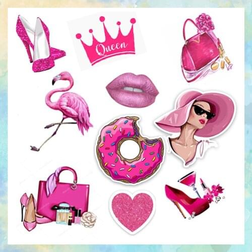 Magic Pink Color Charms Printed Makeup Planar Resin Fashion Lady Women Cabochon for DIY Holiday Decoration Crafts Accessories