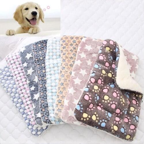 Dropshipping Soft Flannel Thickened Pet Fleece Pad Blanket Bed Mat For Puppy Dog Cat Sofa Cushion Home Rug Warm Sleeping Cover