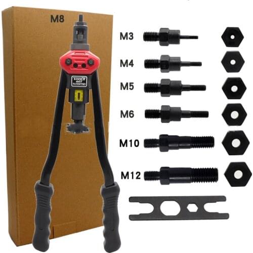 16" Manual Riveter Gun Hand Rivet Tool Kit Rivet Nut Setting Tool Nut Setter M3/M4/M5/M6/M8/M10/M12
