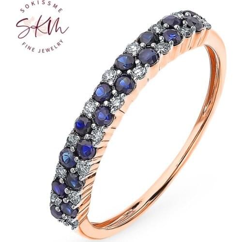 SKM Brand designer sapphire rings for women 14k rose gold brand designer Engagement rings designer Luxury Fine Jewelry