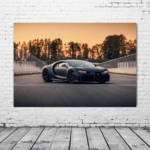 Supercar Posters Bugattis Chiron Pur Sport Black Car Canvas Paintings Wall Art Posters and Prints for Living Room Decor