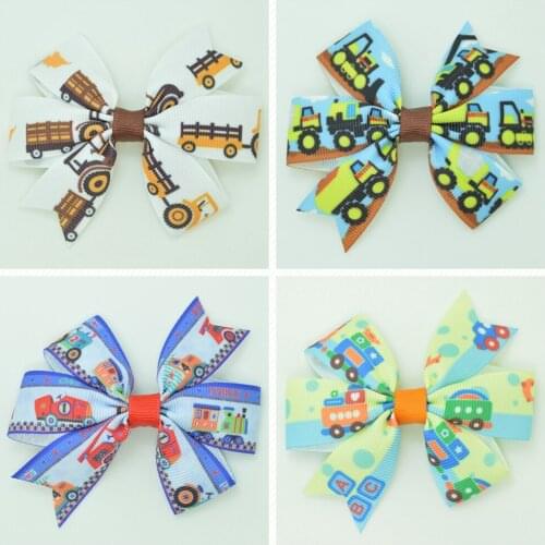 SUPWRF 3.1'' Car cartoon cute Girls Hair Bow With Clip Boutique Printed Ribbon headwear diy wholesale 20 PCS T0929