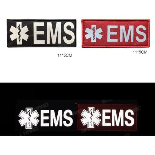 1 Pc Reflective Emergency Medical Service EMS Patch Military Combat Badge Night Recognition Chapter Backpack Hat Applique