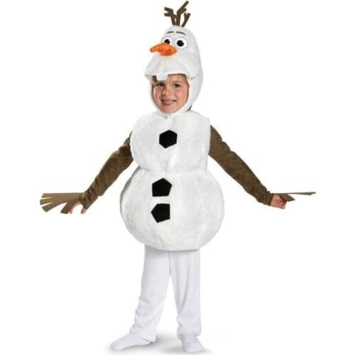 Comfy Deluxe Plush Adorable Child Olaf Halloween Carnival Costume For Toddler Kids Favorite Cartoon Movie Snowman Party Dress-up