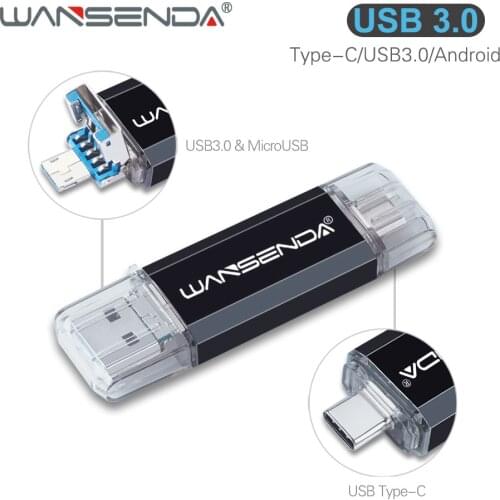 WANSENDA USB Flash Drive USB 3.0 & Type C & Micro OTG Pen Drive 512GB 256GB 128GB 64GB 32GB 16GB Pendrive High Speed USB Stick
