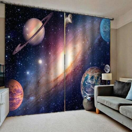 Custom Star universe Windows Curtains Thin for Living Room Bedroom Decorative Kitchen Curtains Drapes Treatments Dropship