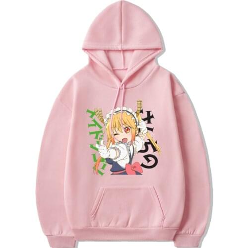 Miss Kobayashis Dragon Maid Tohru Anime Hoodies Women Kawaii Aesthetic Sweatshirt Streetwear Unisex Korean Women Pink Hoodies