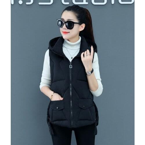 High-quality Waistcoat Female Jacket New Autumn Winter Short Down Cotton Vest Ladies Outerwear Loose Hooded Vests Women Chaleco