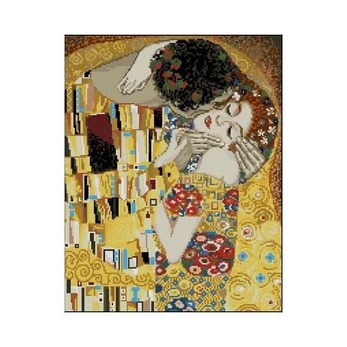 14/16/18/27/28 Top Quality Lovely Cute Counted Cross Stitch Kit The Kiss G Klimt Painting Abstract Riolis 1170