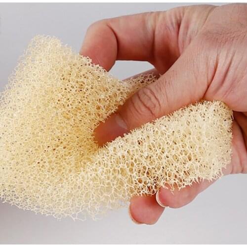 2pcs Offwhites Artificial Loofah Luffa Loofa Non-stick Oil Cleaning Scrub Sponge Good for Kitchen Dishes Bathroom Supplies