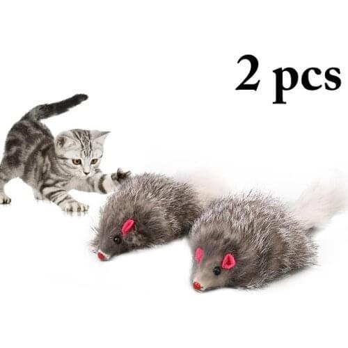 2Pcs/Set Cat Toys Creative Furry Artificial Plush Mouse Shape Toy Mice Cat Interactive Toys Pet Supplies Cat Favors