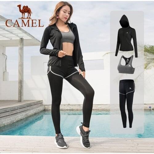 CAMEL Three Pics Suits Yoga Suits Professional Yoga Wear Womens Yoga Suit Morning Running Indoor Fitness Sportswear Костюм йоги