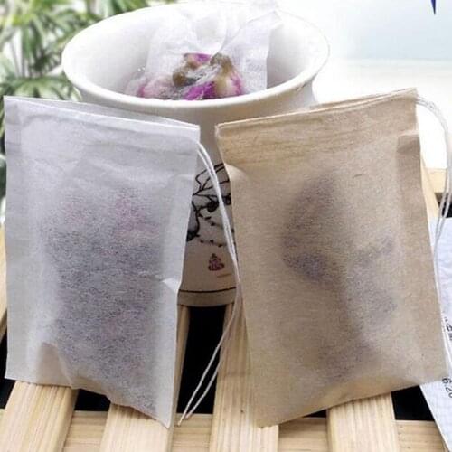 60*80mm Wood Pulp Filter Paper Disposable Tea Strainer Filters Bag Single Drawstring Heal Seal Bags No bleach Go Green ZA1419