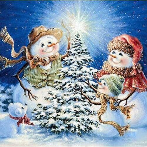30x40cm Diamond Painting Cross Stitch Picture Rhinestone DIY Diamond Diamond Embroidery Cat Santa Claus Snow Man Christmas Dec