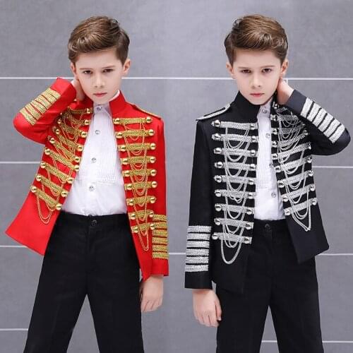Boyes Kids Nutcracker Stage Costume Jacket Royal Prince Costume Uniform British Royal Guard Costume Halloween Cosplay Costume