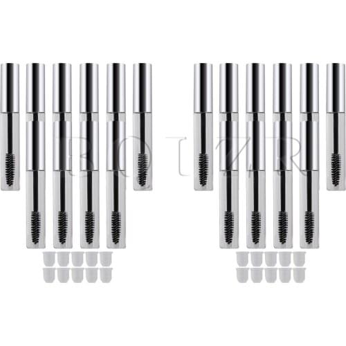 BQLZR 10ml Plastic Container Eyelash Tube Cream Vials Bottle Silver Pack of 20