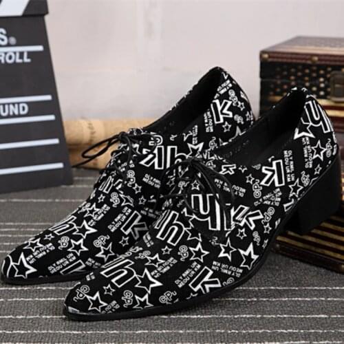 Christia Bella Classic Men Heighten Oxfoxds Shoes Letter Stamp Genuine Leather Men Lace Up Brogue Shoes Party Formal Man Shoes