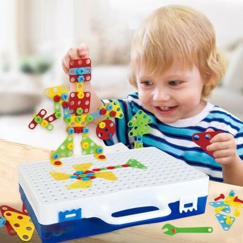 Children Electric Drill Toys Nut Disassembly Match Tool Assembled Blocks Sets Educational Toys For Boys Building Design Gift