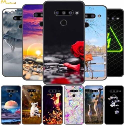 For LG V50 ThinQ 5G Case Soft Silicone Phone Cover For LG V60 V40 G7 ThinQ Cases V 50 Funda Cute Dog Butterfly Flower Black TPU